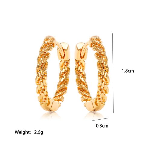 Wholesale Jewelry Vintage Style Xuping Geometric Solid Color Alloy 18k Gold Plated Plating Hoop Earrings