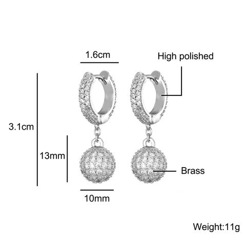 1 Pair Elegant Sweet Ball Plating Inlay Copper Zircon Drop Earrings