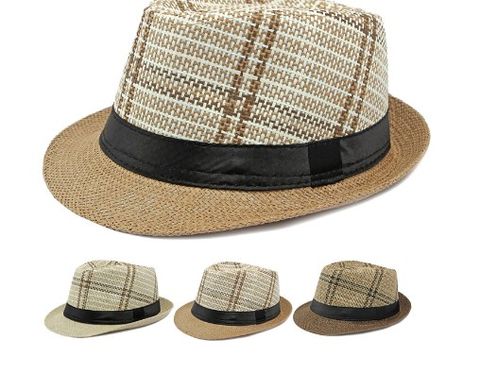 Unisex Retro British Style Plaid Wide Eaves Fedora Hat