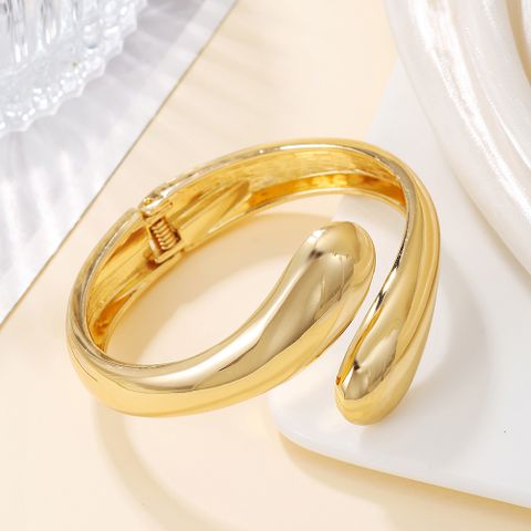 Simple Style Solid Color Copper Plating 18k Gold Plated Bangle
