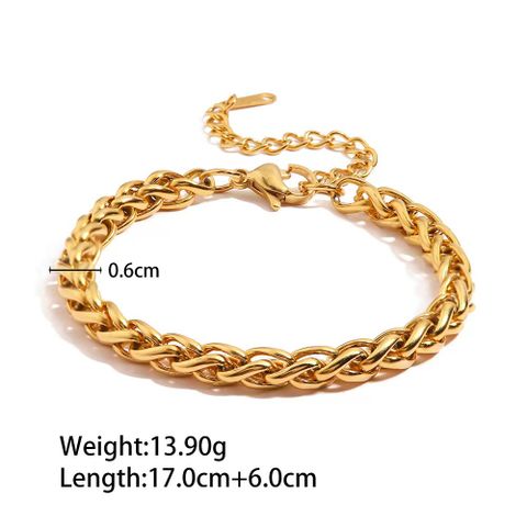 Simple Style Solid Color Stainless Steel Plating 18k Gold Plated Bracelets