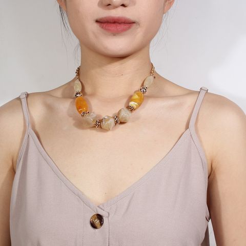 Elegant Sweet Round Plastic Resin Beaded Women's Necklace