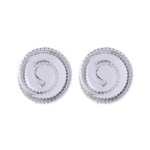1 Pair Elegant Simple Style Round Spiral Plating Alloy Silver Plated Ear Studs