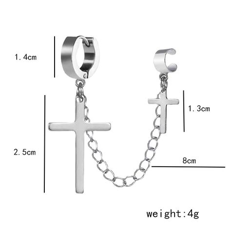 1 Piece Simple Style Hip-Hop Cross Plating Stainless Steel Alloy Ear Cuffs