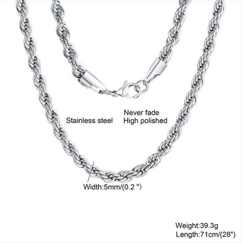 Simple Style Twist Titanium Steel Necklace Plating Stainless Steel Necklaces