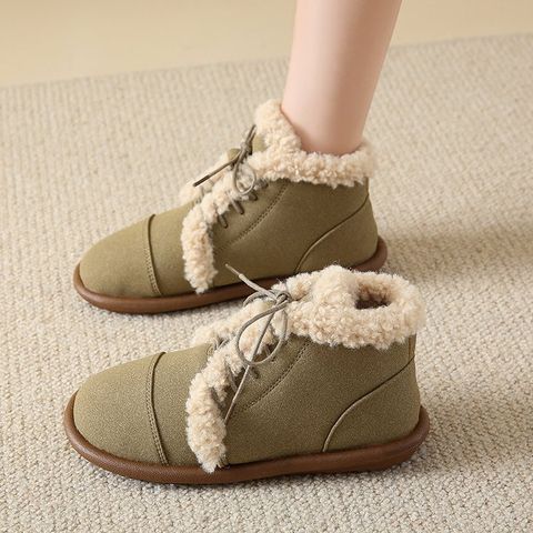 Women's Streetwear Solid Color Round Toe Cotton Shoes