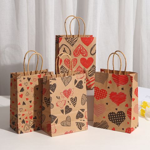 Valentine's Day Casual Cartoon Brown Paper Party Gift Bags