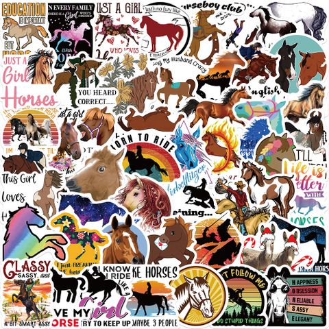 Waterproof Colorful Pvc Stickers Horse Cartoon Stickers 50 Sheets Set
