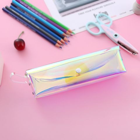 Solid Color Pvc Class Learning Simple Style Pencil Case