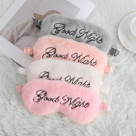 Simple Style Letter Small Rabbit Fur Artificial Silk Eye Mask