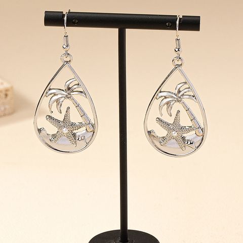 1 Pair Casual Retro Tropical Geometric Coconut Tree Starfish Plating Alloy Gold Plated Drop Earrings