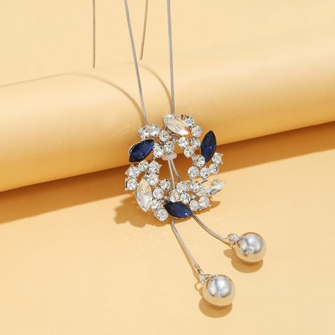 Elegant Lady Snowflake Alloy Plating Inlay Artificial Gemstones Women's Sweater Chain