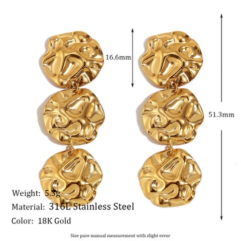 1 Pair Vintage Style Simple Style Irregular Solid Color Plating Stainless Steel 18k Gold Plated Drop Earrings