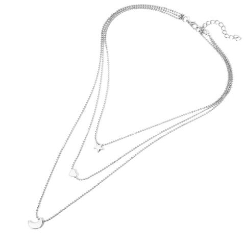 Lady Star Moon Alloy Women's Three Layer Necklace