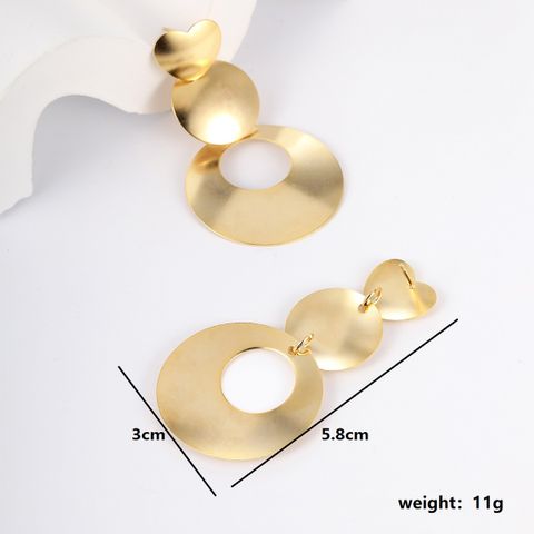 1 Pair Fashion Triangle Geometric Heart Shape Plating Stainless Steel 18k Gold Plated Dangling Earrings