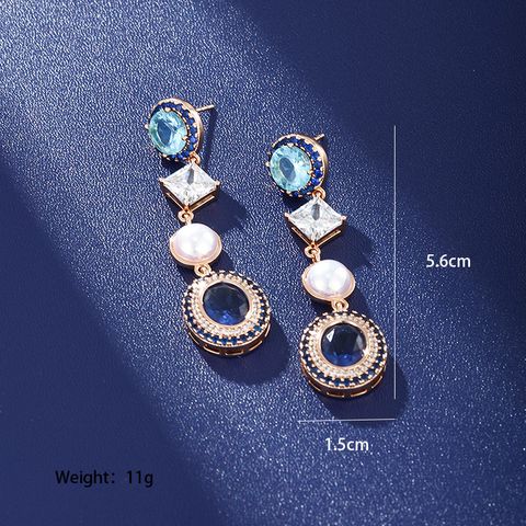 1 Pair Xuping Classic Style Streetwear Geometric Plating Inlay Alloy Artificial Gemstones 18k Gold Plated Drop Earrings