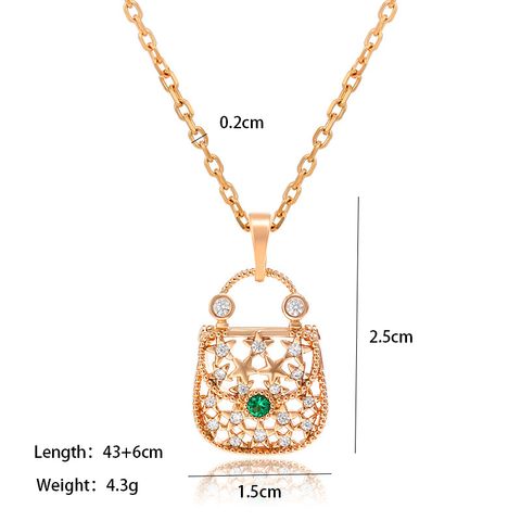 Elegant Xuping Modern Style Bag 18k Gold Plated Artificial Gemstones Alloy Wholesale Pendant Necklace