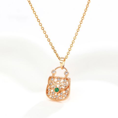 Elegant Xuping Modern Style Bag 18k Gold Plated Artificial Gemstones Alloy Wholesale Pendant Necklace