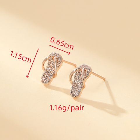 1 Pair Cute Simple Style Shiny Slippers Inlay Copper Zircon Gold Plated Ear Studs
