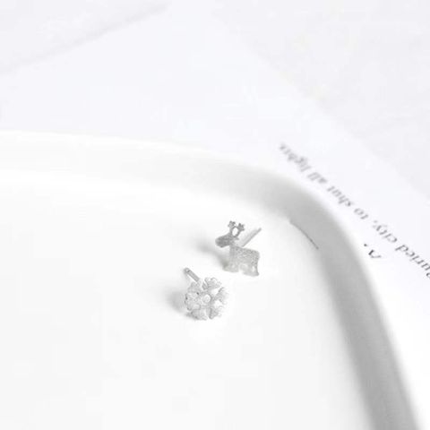 1 Pair Lady Snowflake Plating Copper Silver Plated Ear Studs