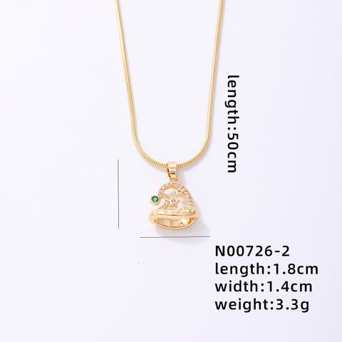 Stainless Steel Copper Cute Simple Style Plating Inlay Christmas Hat Christmas Tree Snowman Freshwater Pearl Zircon Pendant Necklace