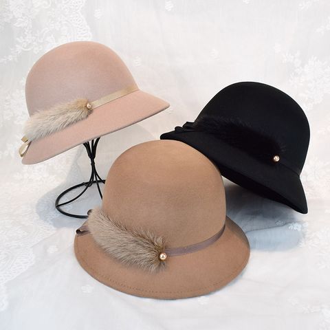 Women's Elegant British Style Solid Color Bowknot Wide Eaves Fedora Hat