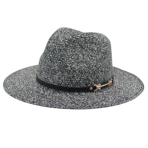 Unisex Elegant Retro Solid Color Wide Eaves Straw Hat