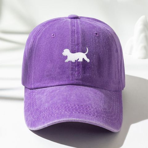 Unisex Cute Retro Simple Style Dog Embroidery Curved Eaves Baseball Cap