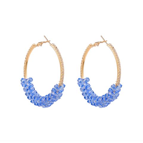 Wholesale Jewelry Elegant Vintage Style Geometric Color Block Metal Plating Hoop Earrings