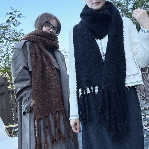 Women's Basic Simple Style Solid Color Wool Blend Scarf