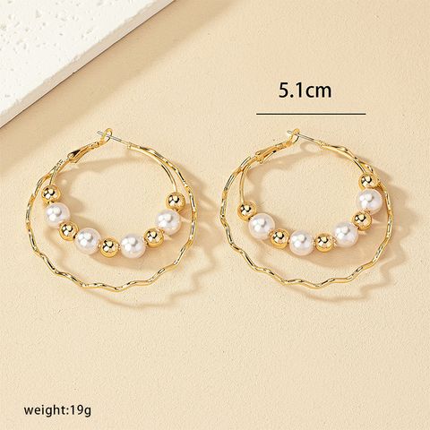 1 Pair Lady Geometric Plating Imitation Pearl Alloy Earrings