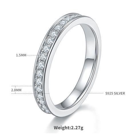 Classic Style Streetwear Round Sterling Silver White Gold Plated Moissanite Rings In Bulk