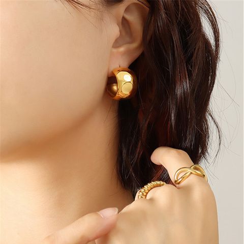 1 Pair Retro Classic Style C Shape Plating Brass Gold Plated Ear Studs