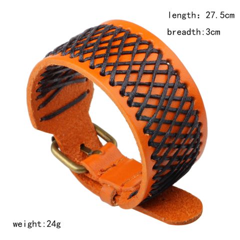 Hip-hop Vintage Style Simple Style Geometric Alloy Leather Braid Men's Wristband