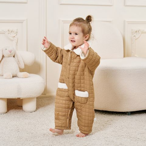 Casual Solid Color Cotton Baby Rompers