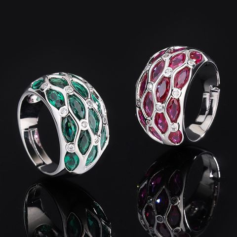 Vintage Style Color Block Copper Plating Open Rings