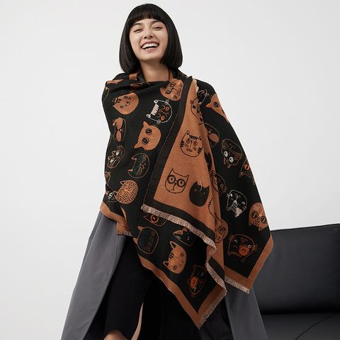Women's Simple Style Commute Color Block Polyester Printing Shawl