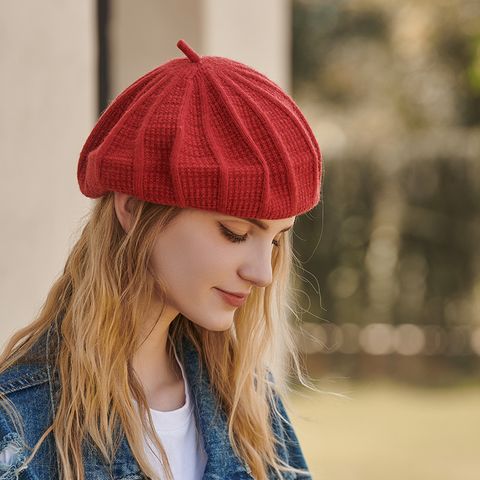 Women's Commute Solid Color Eaveless Wool Cap