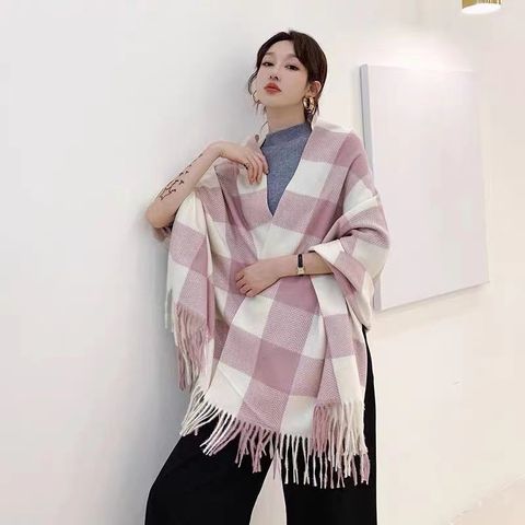 Women's Elegant Vintage Style Color Block Imitation Cashmere Scarf