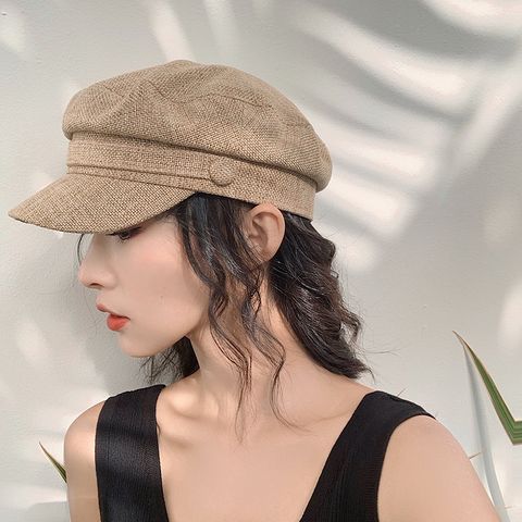 Women's Lady Solid Color Curved Eaves Beret Hat
