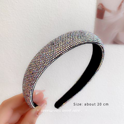 Simple Style Solid Color Cloth Handmade Inlay Rhinestones Hair Band