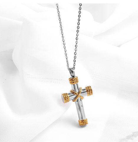 304 Stainless Steel 18K Gold Plated Hip-Hop Retro Plating Cross