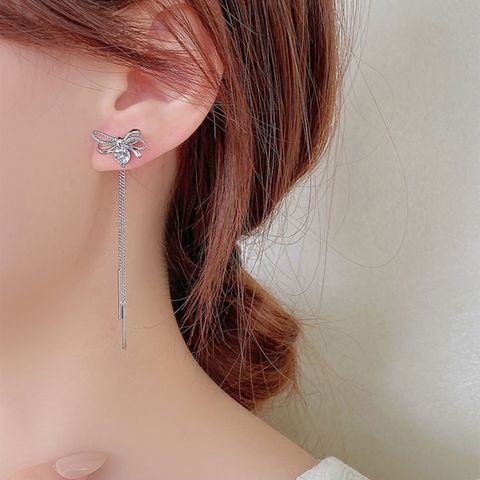 1 Pair Elegant Sweet Butterfly Plating Inlay Copper Zircon Drop Earrings