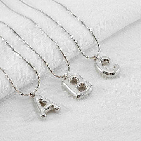 304 Stainless Steel Simple Style Polishing Letter Titanium Steel Pendant Necklace