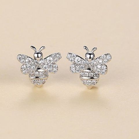 1 Pair Original Design Cute Insect Bee Plating Inlay Copper Zircon Gold Plated Platinum Plated Ear Studs