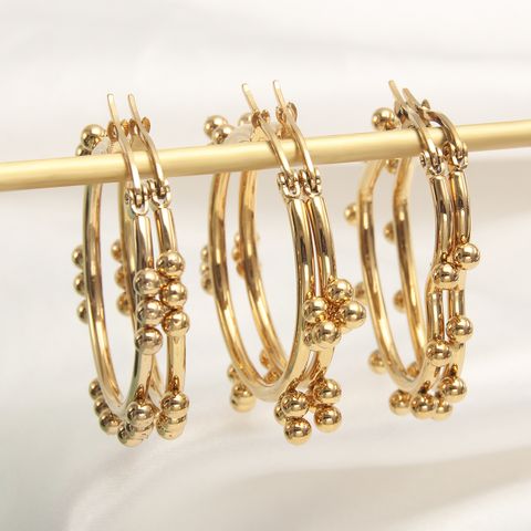 1 Pair Exaggerated Simple Style Heart Shape Plating Stainless Steel 18k Gold Plated Hoop Earrings