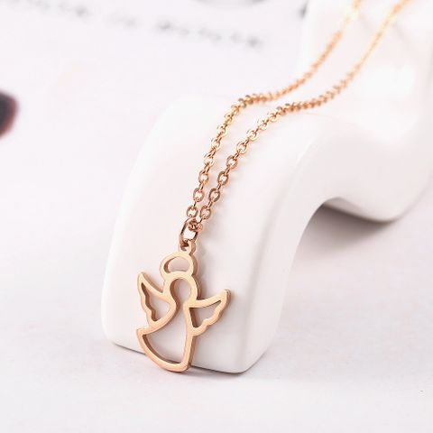 304 Stainless Steel 18K Gold Plated Cartoon Style Plating Solid Color Pendant Necklace