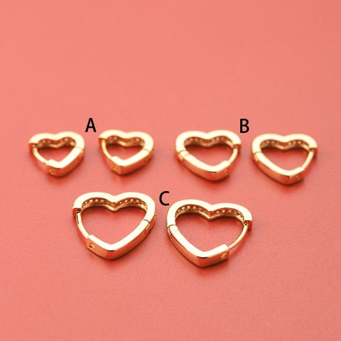 1 Pair Elegant Heart Shape Plating Copper 18k Gold Plated Hoop Earrings
