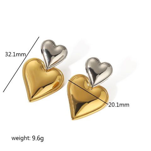 1 Pair Sweet Heart Shape Plating Stainless Steel Drop Earrings