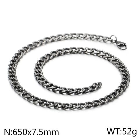 Retro Solid Color Titanium Steel Chain Men's Necklace
